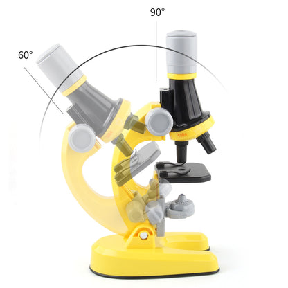 White Kids Biological Microscope Kit 100x 400x 1200x LED Magnification STEM Science Toy for School Students with Sample Slides