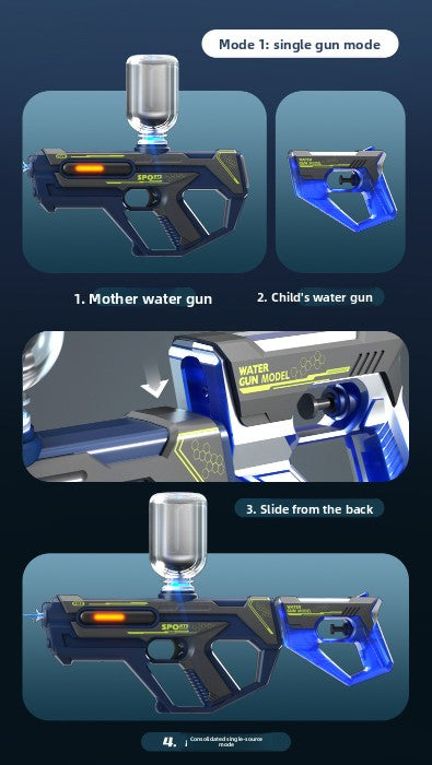 2-in-1 Electric Water Gun Automatic Squirt Blaster Set Detachable Mini Pistol High Capacity Summer Pool Toy Blue Yellow