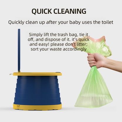 Kids Portable Travel Potty Foldable Training Toilet Seat - Green - Compact Car & Camping Emergency Commode with Backrest - 50kg Load Capacity