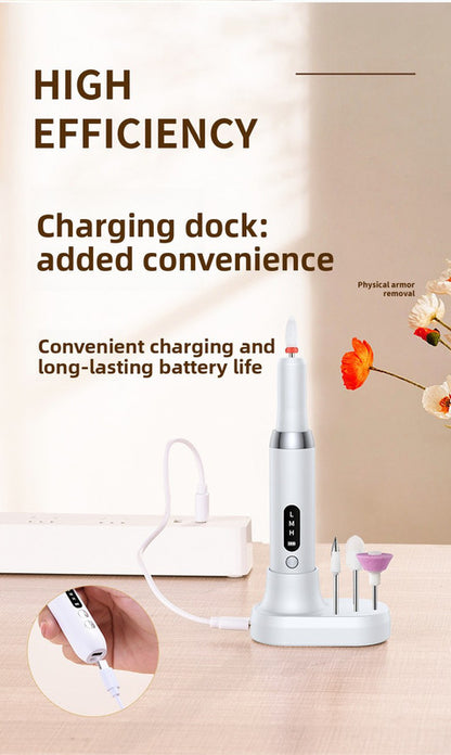 Electric Nail Drill Machine Cordless Portable E-File Kit with Charging Base LED Display 3 Speeds 15000RPM for Gel Polish Acrylic Removal Manicure Pedicure Home White