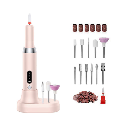 Electric Nail Drill Machine Cordless Portable E-File Kit with Charging Base LED Display 3 Speeds 15000RPM for Gel Polish Acrylic Removal Manicure Pedicure Home Pink