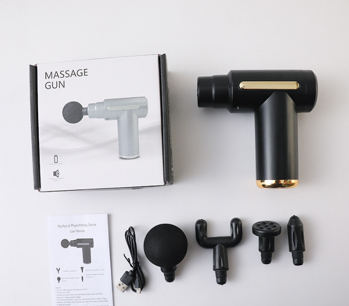 Mini Electric Massage Gun with LCD Display Portable Deep Tissue Percussion Muscle Relief Tool 6 Speeds Quiet Motor Type-C Charging Black