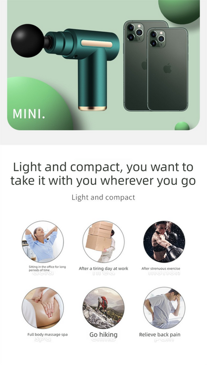 Mini Electric Massage Gun with LCD Display Portable Deep Tissue Percussion Muscle Relief Tool 6 Speeds Quiet Motor Type-C Charging Black