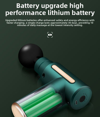 Mini Electric Massage Gun with LCD Display Portable Deep Tissue Percussion Muscle Relief Tool 6 Speeds Quiet Motor Type-C Charging Black