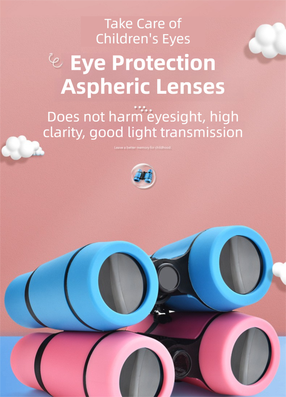 Yellow 6X30 Lightweight Kids Binoculars with Non-Slip Colorful Rubber Grips - Educational Outdoor Exploration Toy with Shoulder Strap