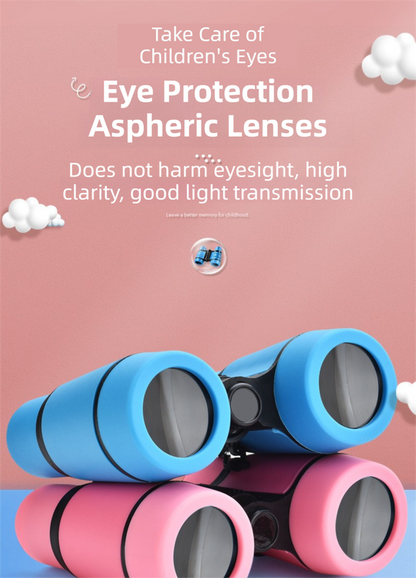 Yellow 6X30 Lightweight Kids Binoculars with Non-Slip Colorful Rubber Grips - Educational Outdoor Exploration Toy with Shoulder Strap