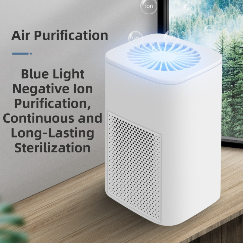 White Compact Desktop Air Purifier with Dual Activated Carbon Filter - Ultra-Quiet Air Cleaner for Home & Office, Powerful 50 m³/h Airflow, Effectively Removes Odor, Smoke, Dust, Pollen & Pet Dander
