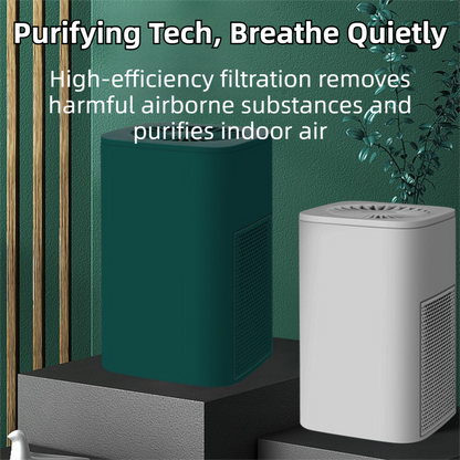 White Compact Desktop Air Purifier with Dual Activated Carbon Filter - Ultra-Quiet Air Cleaner for Home & Office, Powerful 50 m³/h Airflow, Effectively Removes Odor, Smoke, Dust, Pollen & Pet Dander