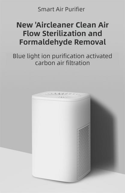 White Compact Desktop Air Purifier with Dual Activated Carbon Filter - Ultra-Quiet Air Cleaner for Home & Office, Powerful 50 m³/h Airflow, Effectively Removes Odor, Smoke, Dust, Pollen & Pet Dander