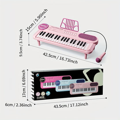 Portable Kids' Electronic Piano with Sheet Music and Microphone - Professional 37-Key Tactile Feedback, Support Recording & Multiple Performance Modes, Beginner-Friendly & Durable Musical Toy(Peach Powder)