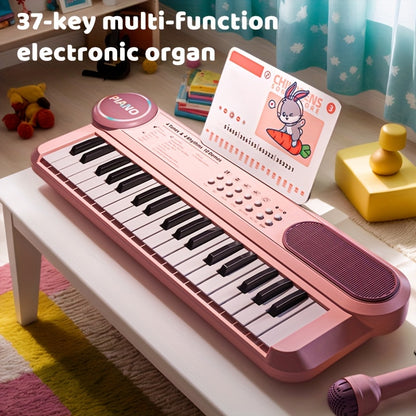 Portable Kids' Electronic Piano with Sheet Music and Microphone - Professional 37-Key Tactile Feedback, Support Recording & Multiple Performance Modes, Beginner-Friendly & Durable Musical Toy(Blue)