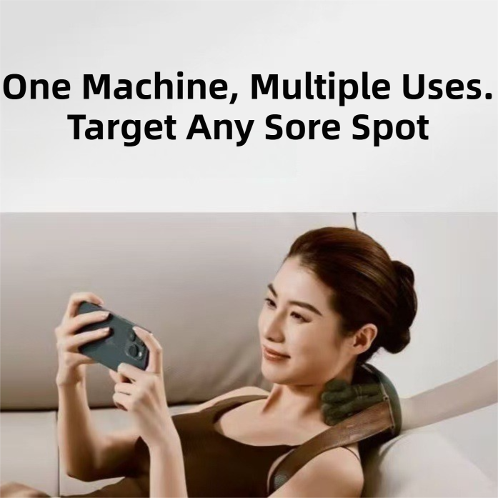 Wireless 4D Bionic 10-Fingers Shoulder & Neck Massager - EMS Micro-current & Vibration Neck Reliever with 2-Level Red Light Heat