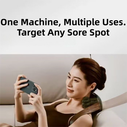 Wireless 4D Bionic 10-Fingers Shoulder & Neck Massager - EMS Micro-current & Vibration Neck Reliever with 2-Level Red Light Heat