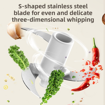 White Wireless Electric Kitchen Grinder -  Portable 150ml Baby Food Maker with 3 Stainless Steel Blades, USB Charging