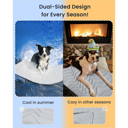 Pet Cooling Mat Self Cooling Pad for Dogs Cats Dual Sided Summer Sleeping Bed Beige Medium (91x58cm)