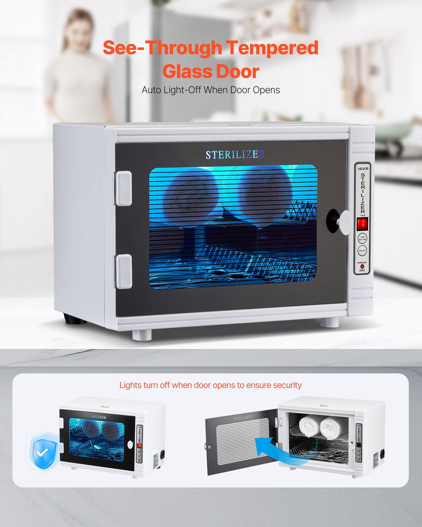 VEVOR Nail Tool Cleaning Machine 12L Large Capacity Tool Cabinet Cleaner Box