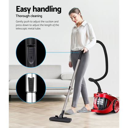 Devanti 2200W Bagless Vacuum Cleaner Red