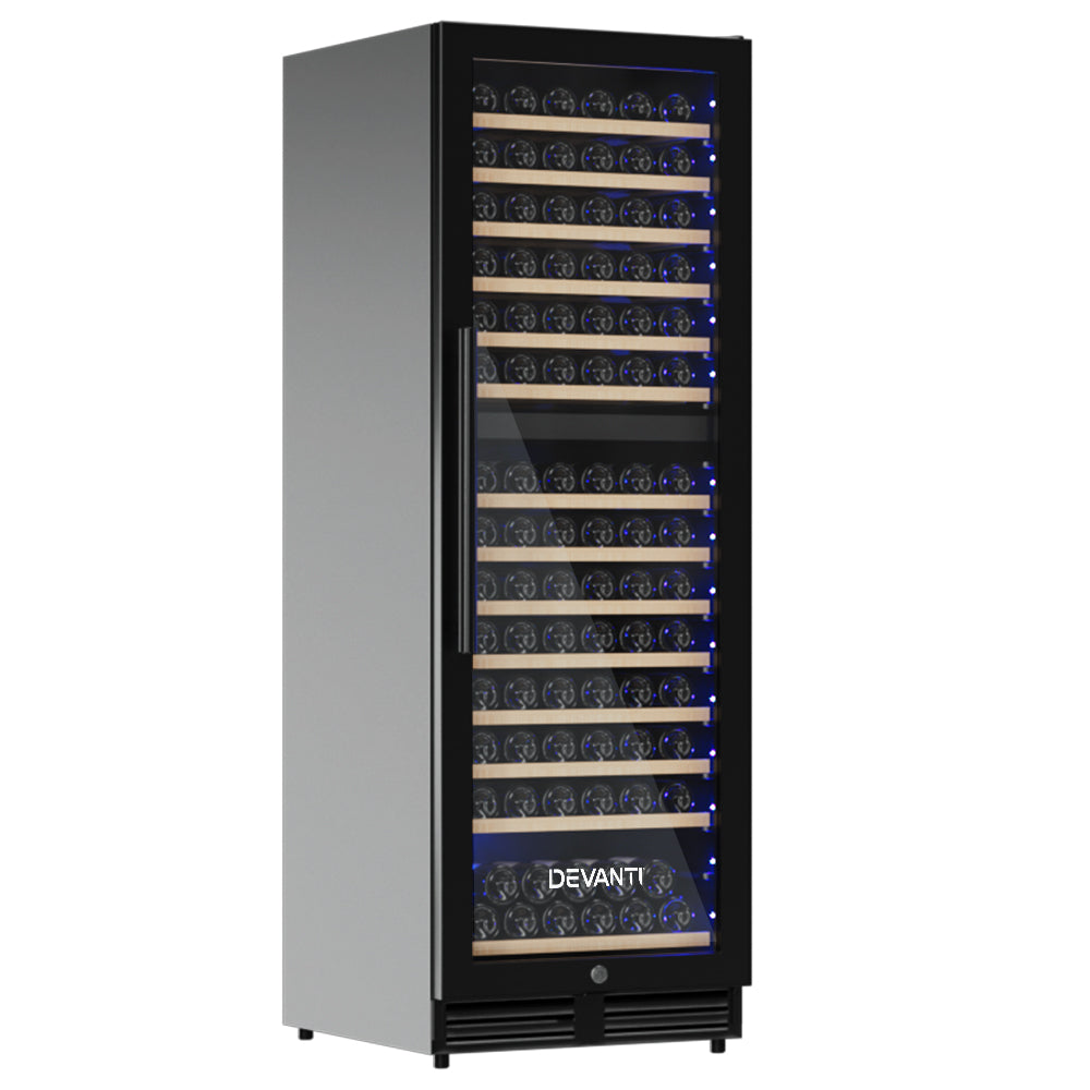 Devanti Wine Cooler Fridge Dual Zone 154 Bottles