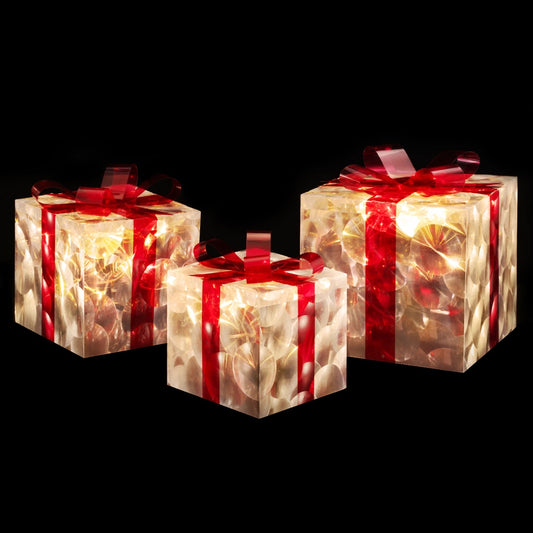 Jingle Jollys Christmas Lights 70 LED Fairy Light Gift Box 3pcs Decorations Red