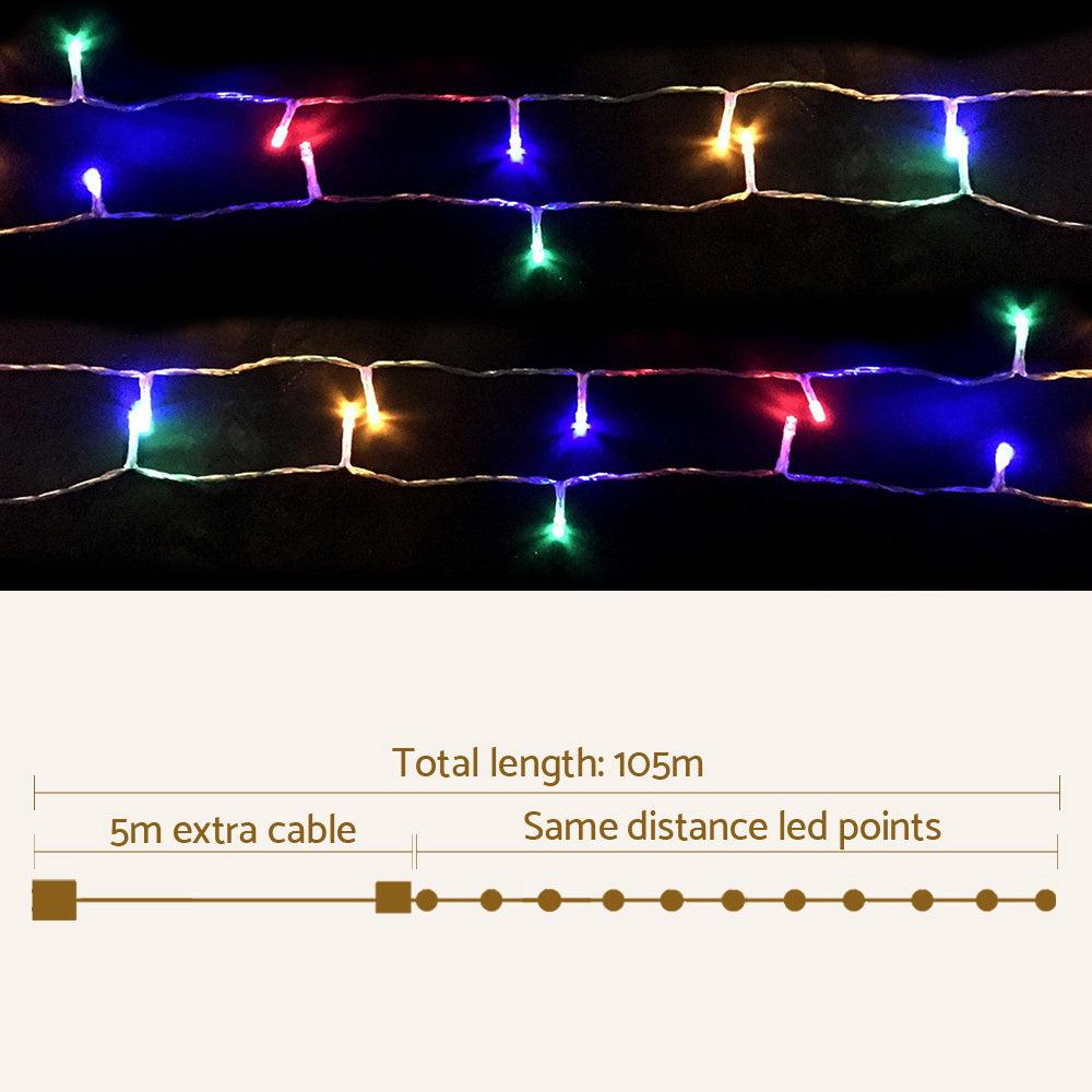 Jingle Jollys 100M Christmas Lights String Light 500 LED Colourful