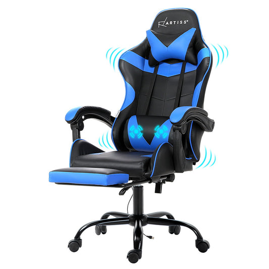 Artiss Gaming Chairs Massage Racing Recliner Leather Office Chair Footrest