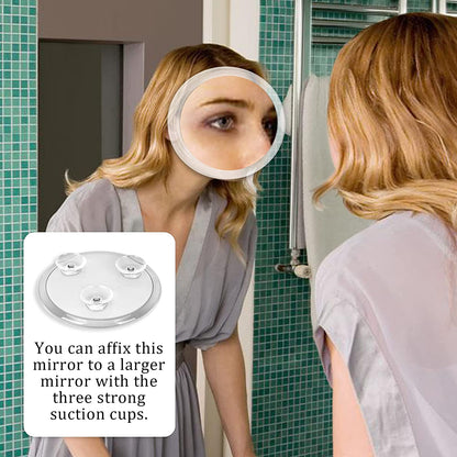 20X Magnifying Hand Mirror with Suction Cups Use for Makeup Application, Tweezing, and Blackhead/Blemish Removal (15 cm White)