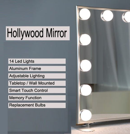 Hollywood Makeup Mirror with Lights (Silver, 60 x 53cm)