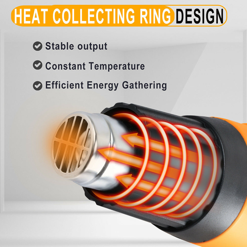 2000W Electric Heat Gun Hot Air Adjustable Temperature w/5 Nozzles Heating Tool