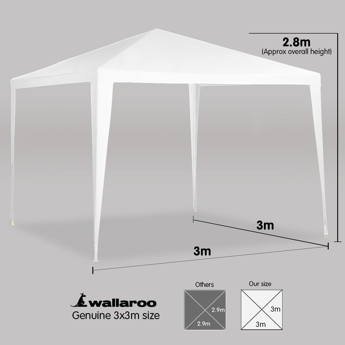 Wallaroo 3x3m Outdoor Party Wedding Event Gazebo Tent - White