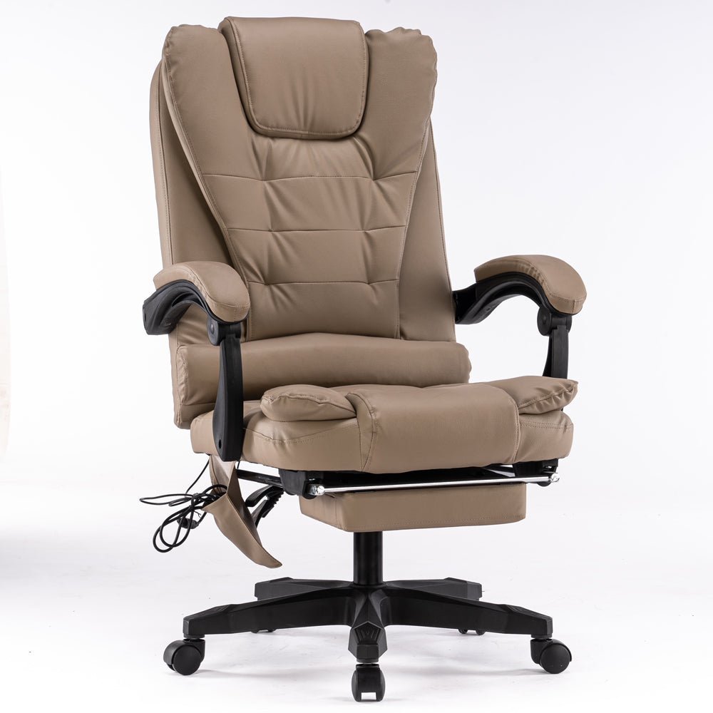 8 Point Massage Chair Executive Office Computer Seat Footrest Recliner Pu Leather Amber