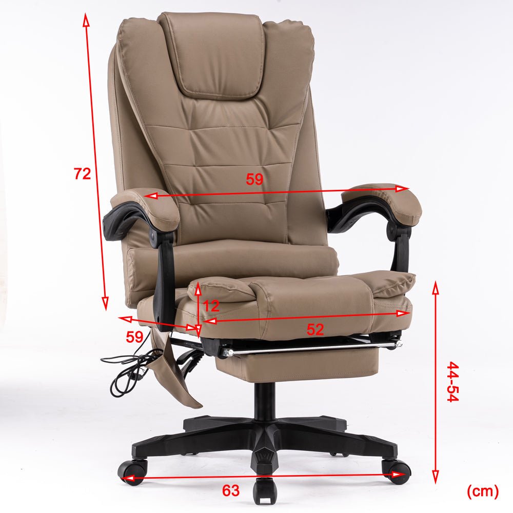 8 Point Massage Chair Executive Office Computer Seat Footrest Recliner Pu Leather Amber