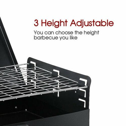 Folding Picnic Camping Charcoal BBQ Grill Adjustable Height Portable Garden Barbecue Grill Broiler Outdoor Cooking Tool