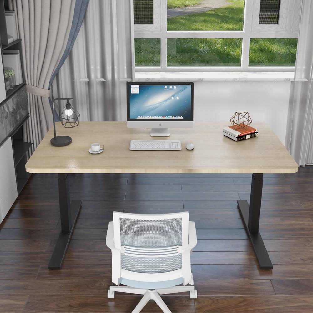 160cm Standing Desk Height Adjustable Sit Stand Motorised Grey Single Motor Frame White Top