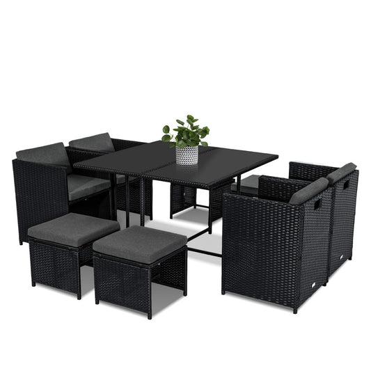 Horrocks 8 Seater Outdoor Dining Set &#8211; Black