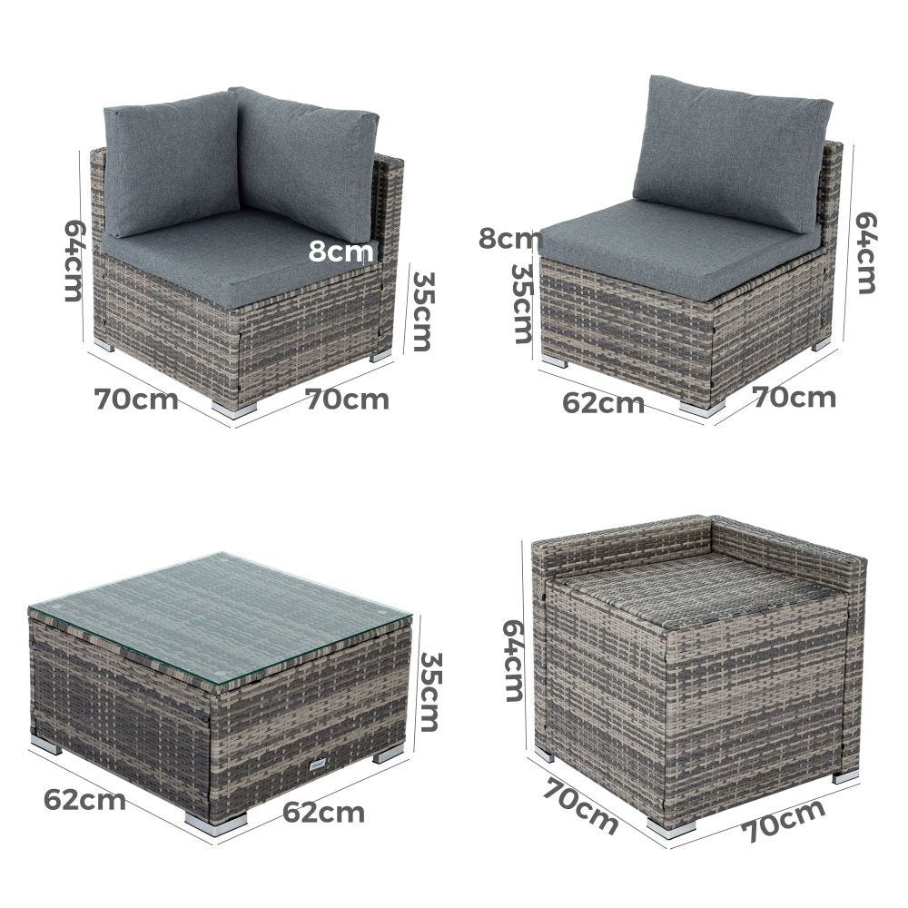 6PCS Outdoor Modular Lounge Sofa Coogee &#8211; Grey