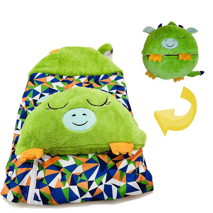 Kids Sleeping Bag Happy Children Toy Plush Green Dragon Large
