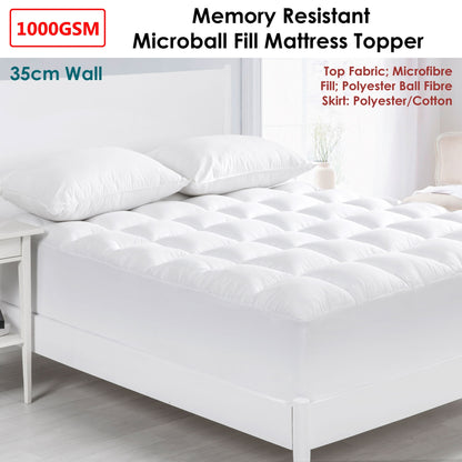 Cloudland 1000GSM Memory Resistant Microball Fill Mattress Topper King