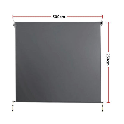 Retractable Straight Drop Roll Down Awning Garden Patio Screen 3.0X2.5M