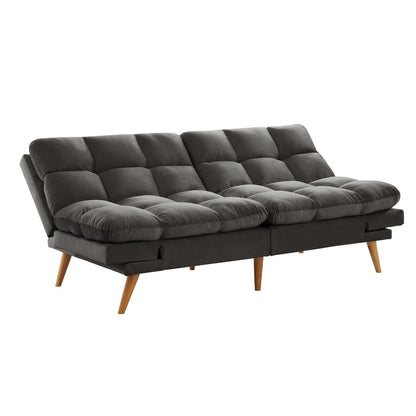 Alexa 3 Seater Velvet Sofa Bed Futon Charcoal